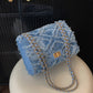 Rhombus Pattern Denim Chain Bag