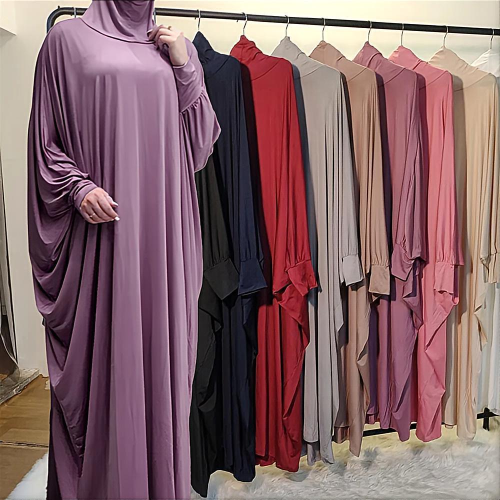 Women’s Traditional Solid Color Long Sleeve Loose Abaya Robe