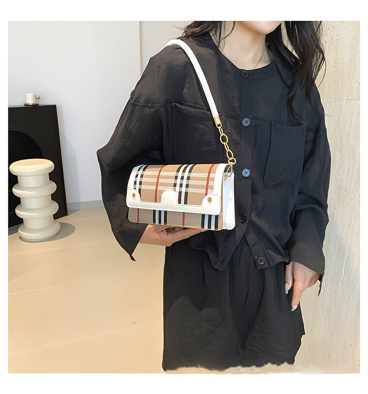 Striped Waterproof PU Leather Crossbody Bag