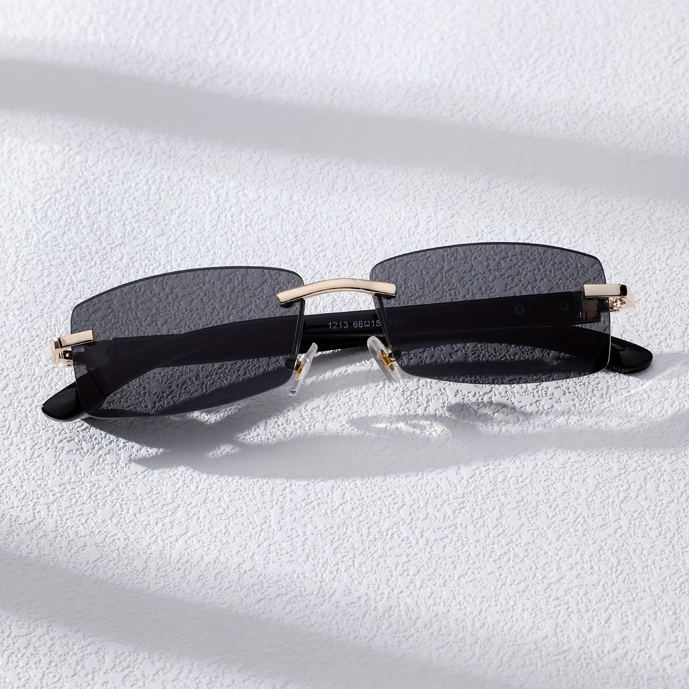 Gradient Rectangular Rimless Sunglasses