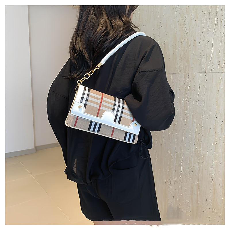 Striped Waterproof PU Leather Crossbody Bag