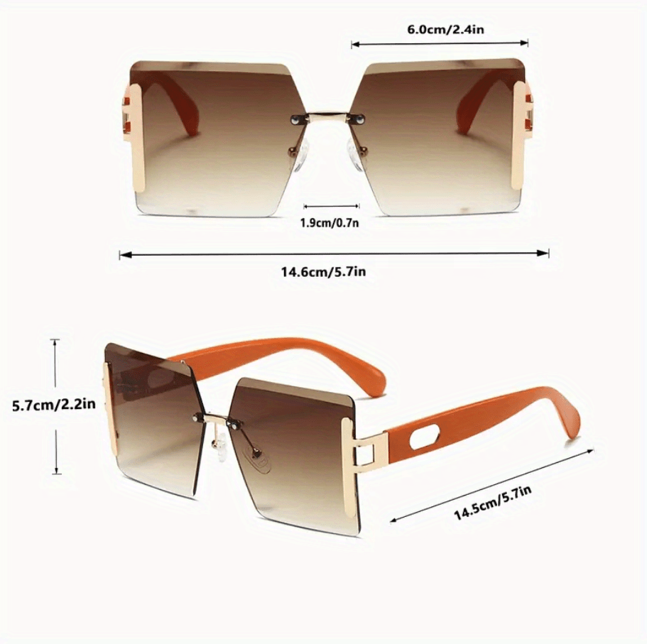 Y2K Oversized Rimless Square Sunglasses