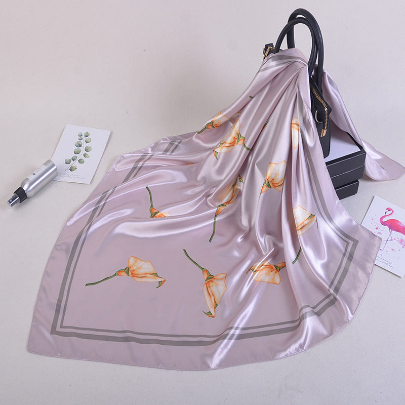 Fashion Plant Flower Simulation Silk Scarf Headscarf