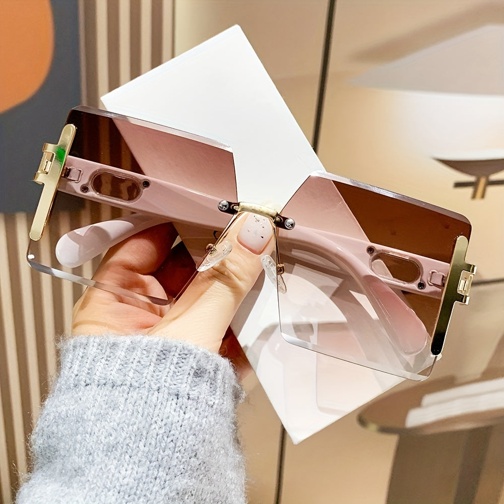 Y2K Oversized Rimless Square Sunglasses
