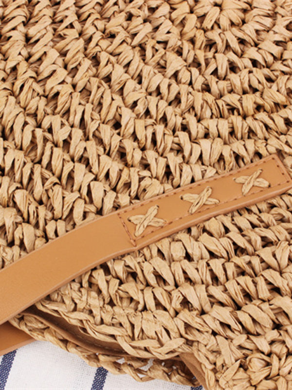 Round Straw Woven Beach Bag