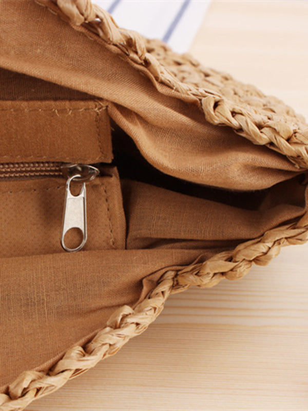 Round Straw Woven Beach Bag