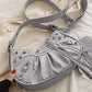 Rivet Heavy Industry Pleated Shoulder Underarm Bag Messenger Bag