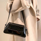 Fashion patent leather ladies baguette texture glossy underarm shoulder bag