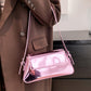 Fashion patent leather ladies baguette texture glossy underarm shoulder bag