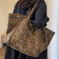 New leopard print canvas tote large capacity portable commuter bag
