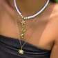 Ocean-style shell conch tassel multi-layer necklace, stacked soft clay starfish necklace