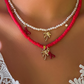 Ocean-style shell conch tassel multi-layer necklace, stacked soft clay starfish necklace