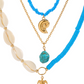 Ocean-style shell conch tassel multi-layer necklace, stacked soft clay starfish necklace