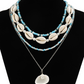 Ocean-style shell conch tassel multi-layer necklace, stacked soft clay starfish necklace