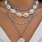 Ocean-style shell conch tassel multi-layer necklace, stacked soft clay starfish necklace