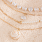 Ocean-style shell conch tassel multi-layer necklace, stacked soft clay starfish necklace