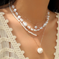 Ocean-style shell conch tassel multi-layer necklace, stacked soft clay starfish necklace