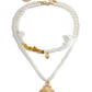 Ocean-style shell conch tassel multi-layer necklace, stacked soft clay starfish necklace