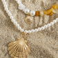 Ocean-style shell conch tassel multi-layer necklace, stacked soft clay starfish necklace