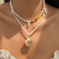 Ocean-style shell conch tassel multi-layer necklace, stacked soft clay starfish necklace