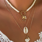 Ocean-style shell conch tassel multi-layer necklace, stacked soft clay starfish necklace
