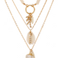 Ocean-style shell conch tassel multi-layer necklace, stacked soft clay starfish necklace