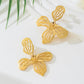 New Metal Hollow Leaf Shape Flower Gold Earrings
