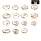 Retro Beauty Head Portrait Gold Coin Cross Pattern Love Fatima Palm Ring 15-piece Ring Set