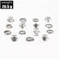 Retro Beauty Head Portrait Gold Coin Cross Pattern Love Fatima Palm Ring 15-piece Ring Set